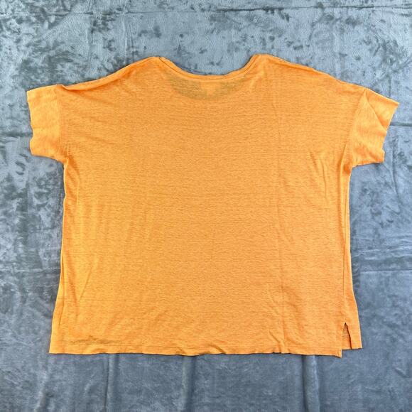 J. Jill Love Linen Boxy Short Sleeve T-Shirt Womens Size L Orange 100% Linen - Picture 13 of 13